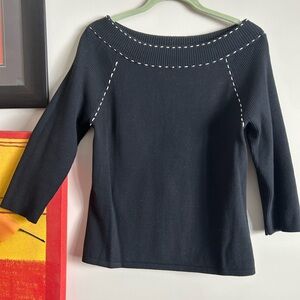 Relativity Black Knit Top with White Accents